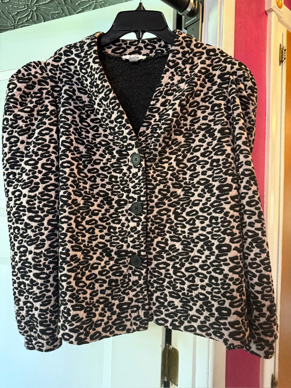 Bar III Leopard Print Blazer in Black and Cream